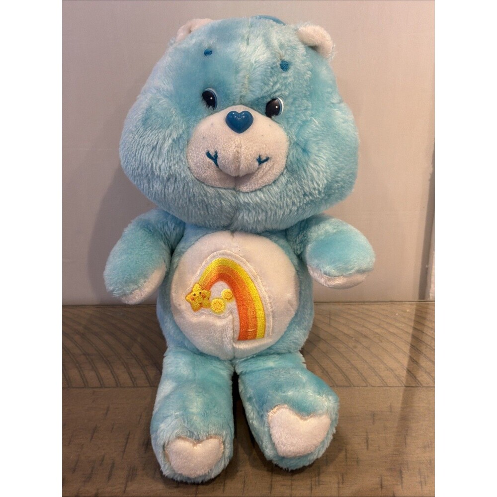 Vintage 1983 Kenner Care Bears Wish Bear Plush 13" Shooting Star blue